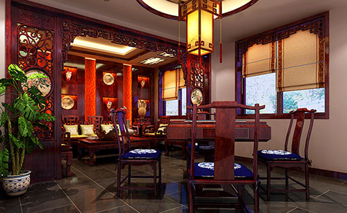 嫩江古典中式风格茶楼包间设计装修效果图