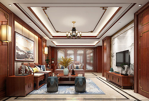 嫩江小清新格调的现代简约别墅中式设计装修效果图